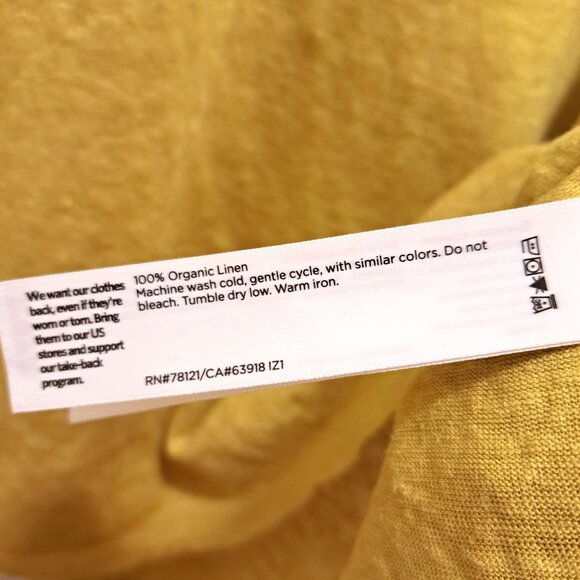 Eileen Fisher Organic Linen Jersey V-Neck Tee LemonDrop Size XL - Picture 8 of 8